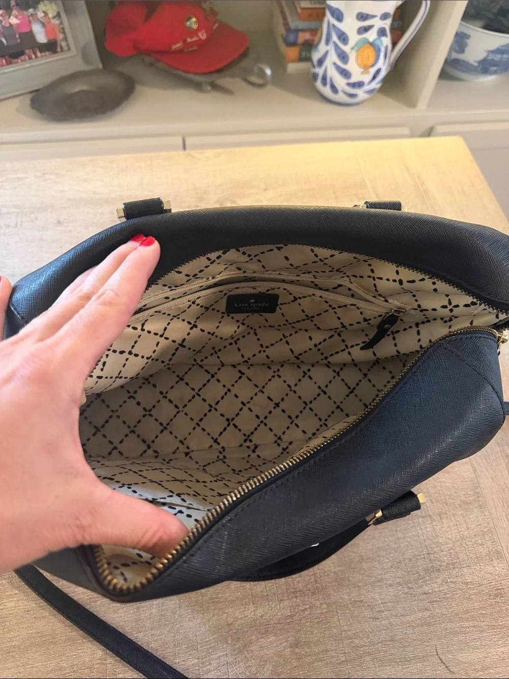 kate spade Black Leather Messenger Bag with Shoulder Strap